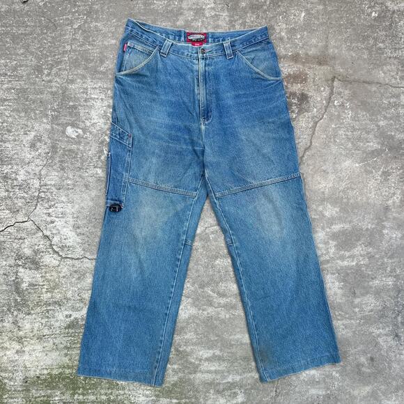 JNCO Jeans Vintage Y2k Skater Wide Leg Cargo Denim Blue Size 34/28 - Picture 1 of 5